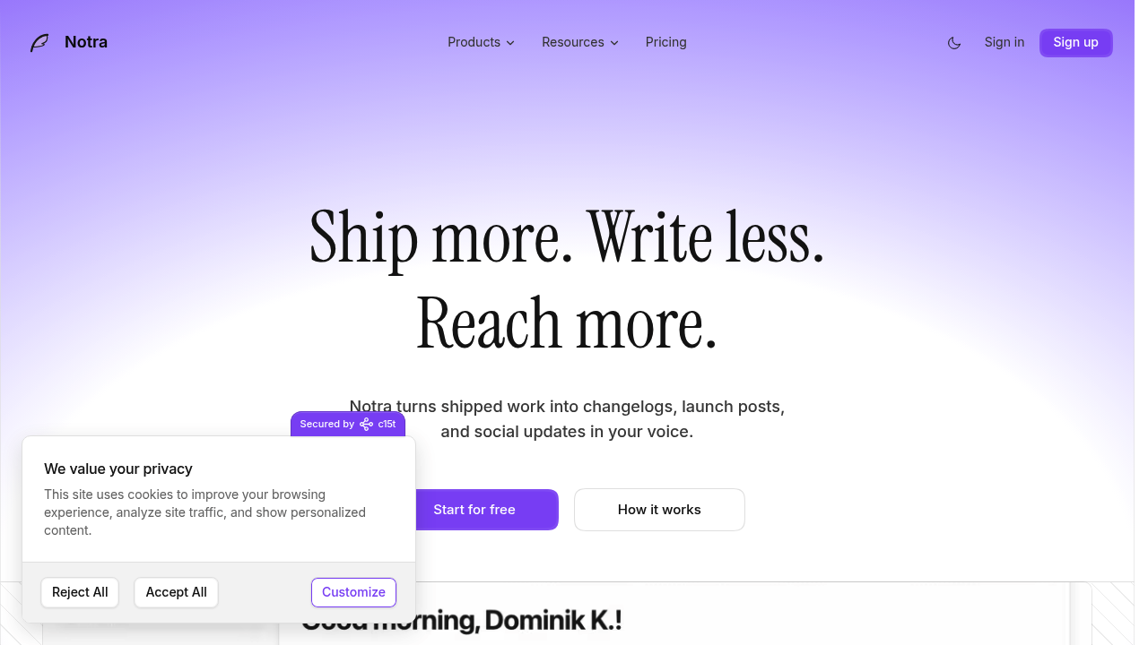 Screenshot of https://www.usenotra.com
